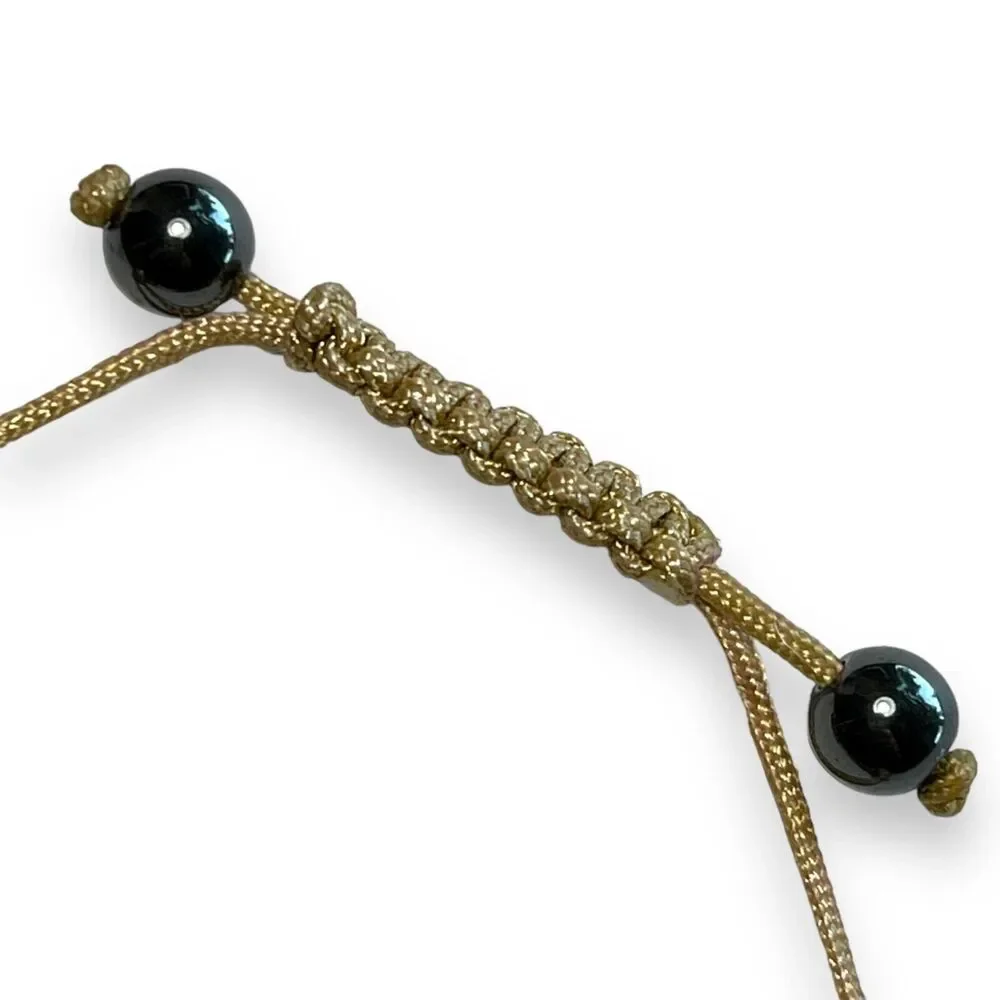 Womens Fashion Bracelet Beaded Rhinestone Jeweled Adjustable Gold Tone